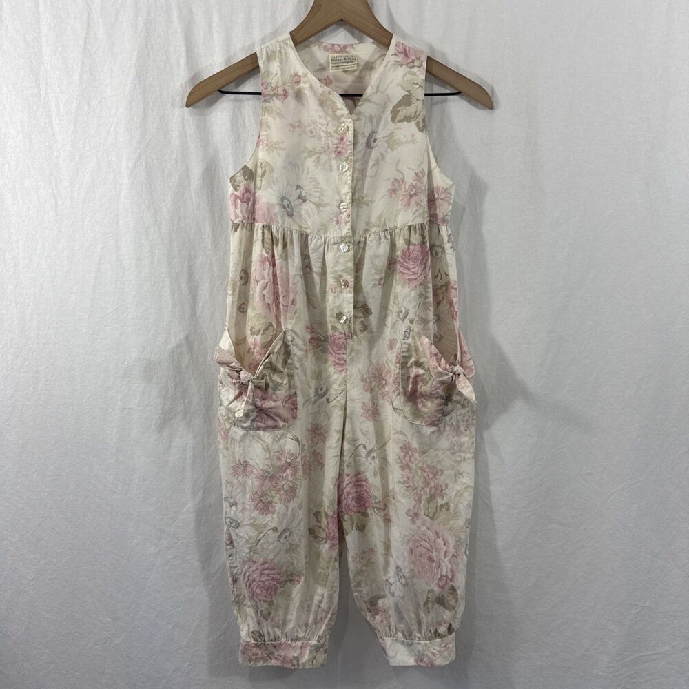 Laura Ashley Mother & Child Floral Button Front Jumpsuit Girls  7/8 Cottagecore
